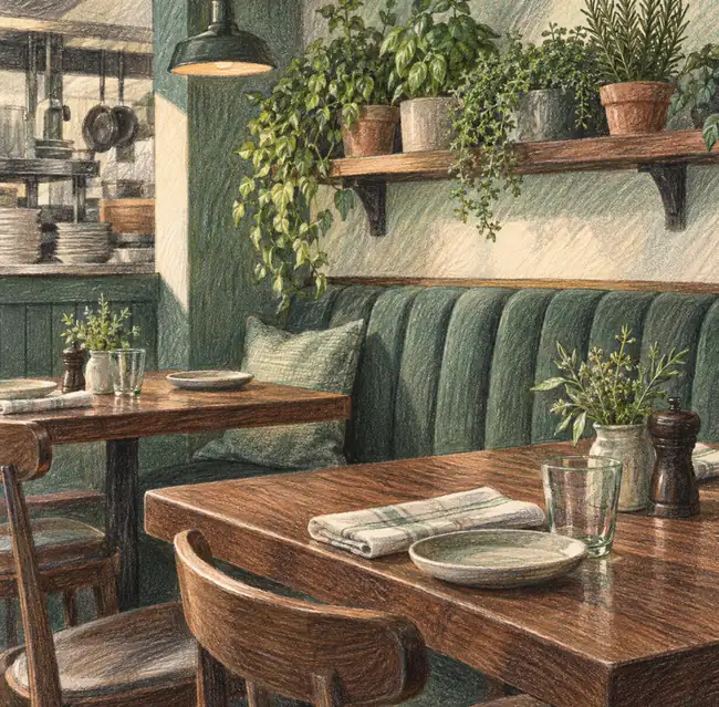 Illustration of restaurants equipment and workspace